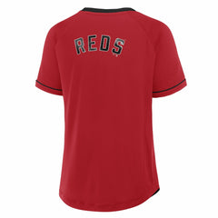 Red Cincinnati Reds Fanatics Women's Cooperstown Collection League Diva Raglan V-Neck T-Shirt