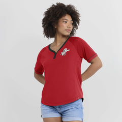 Red Cincinnati Reds Fanatics Women's Cooperstown Collection League Diva Raglan V-Neck T-Shirt