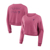 Pink Philadelphia Phillies Fanatics Women's Studio Cropped Pullover Sweatshirt