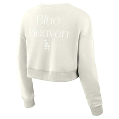 Cream Los Angeles Dodgers Fanatics Women's Studio Cropped Pullover Sweatshirt