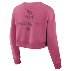 Pink Cincinnati Reds Fanatics Women's Studio Cropped Pullover Sweatshirt