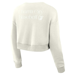 Cream Baltimore Orioles Fanatics Women's Studio Cropped Pullover Sweatshirt