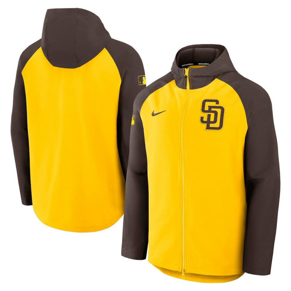 Gold/Brown San Diego Padres Nike Authentic Collection Raglan Performance Full-Zip Jacket