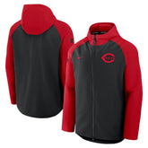 Black/Red Cincinnati Reds Nike Authentic Collection Raglan Performance Full-Zip Jacket