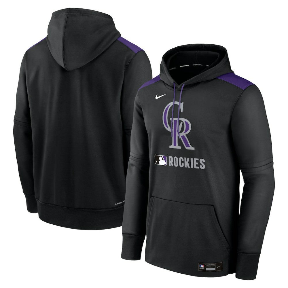 Black Colorado Rockies Nike Authentic Collection Performance Pullover Hoodie