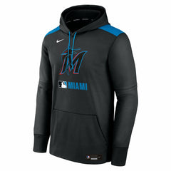 Black Miami Marlins Nike Authentic Collection Performance Pullover Hoodie