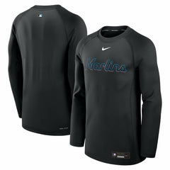 Black Miami Marlins Nike Authentic Collection Game Time Raglan Dri-FIT Long Sleeve T-Shirt