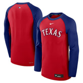 Red/Royal Texas Rangers Nike Authentic Collection Game Time Raglan Dri-FIT Long Sleeve T-Shirt