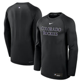 Black Colorado Rockies Nike Authentic Collection Game Time Raglan Dri-FIT Long Sleeve T-Shirt