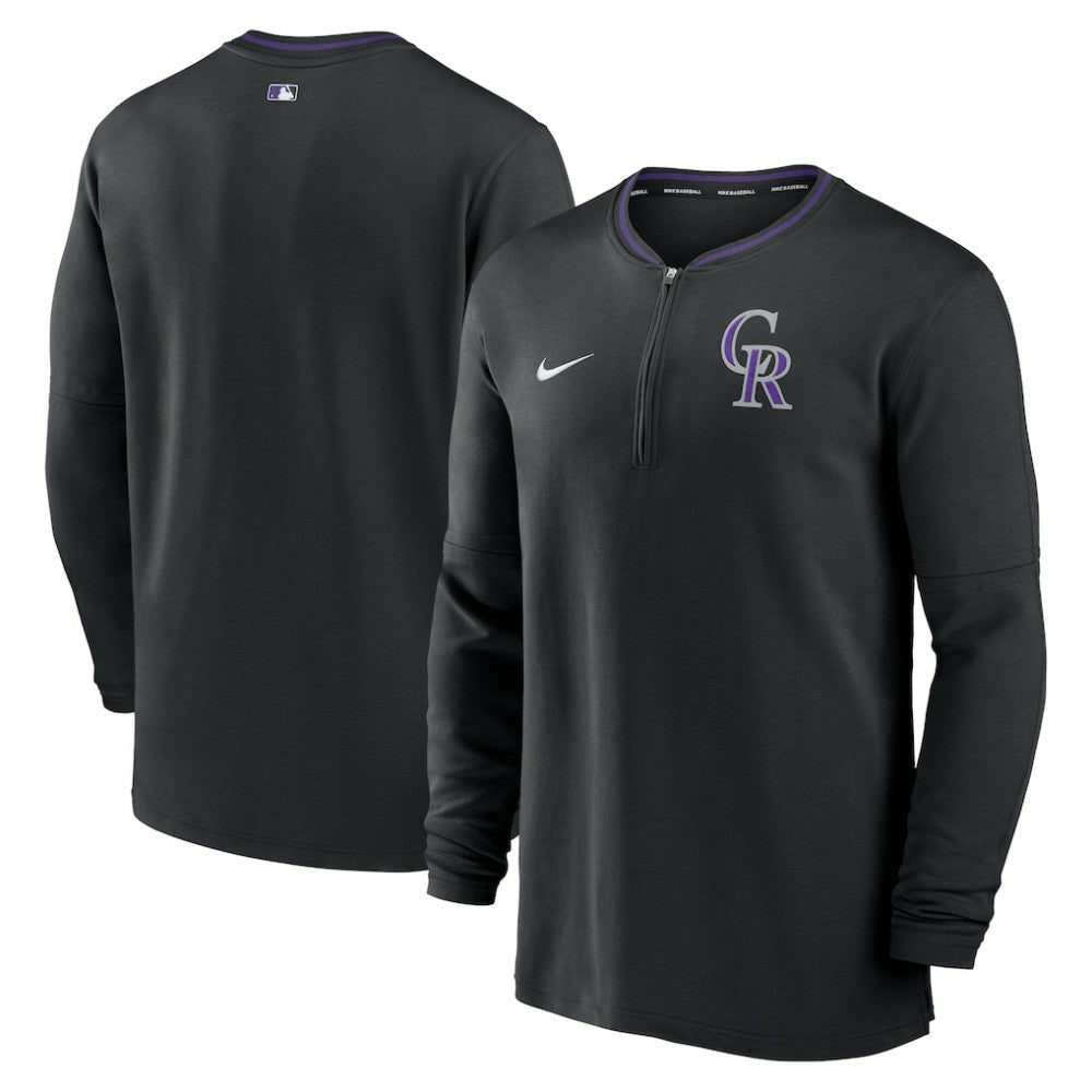 Black Colorado Rockies Nike Authentic Collection Performance Half-Zip Top