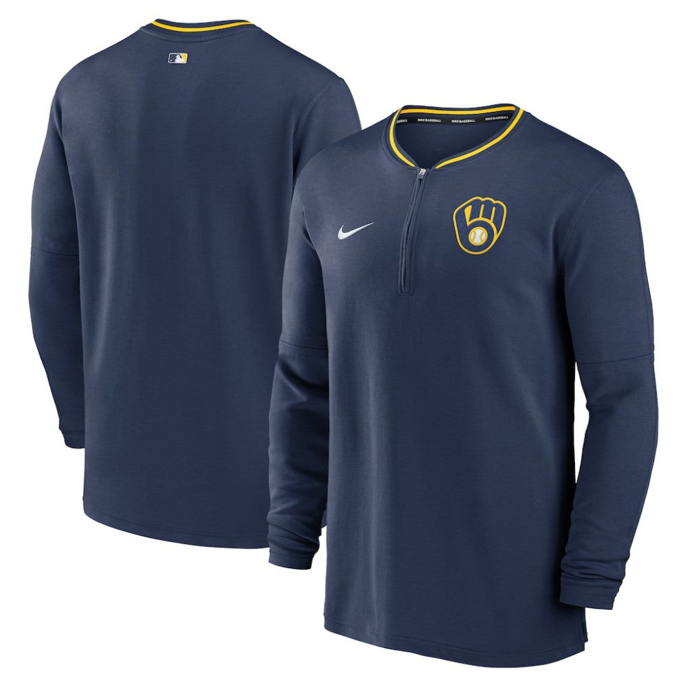 Navy Milwaukee Brewers Nike Authentic Collection Performance Half-Zip Top