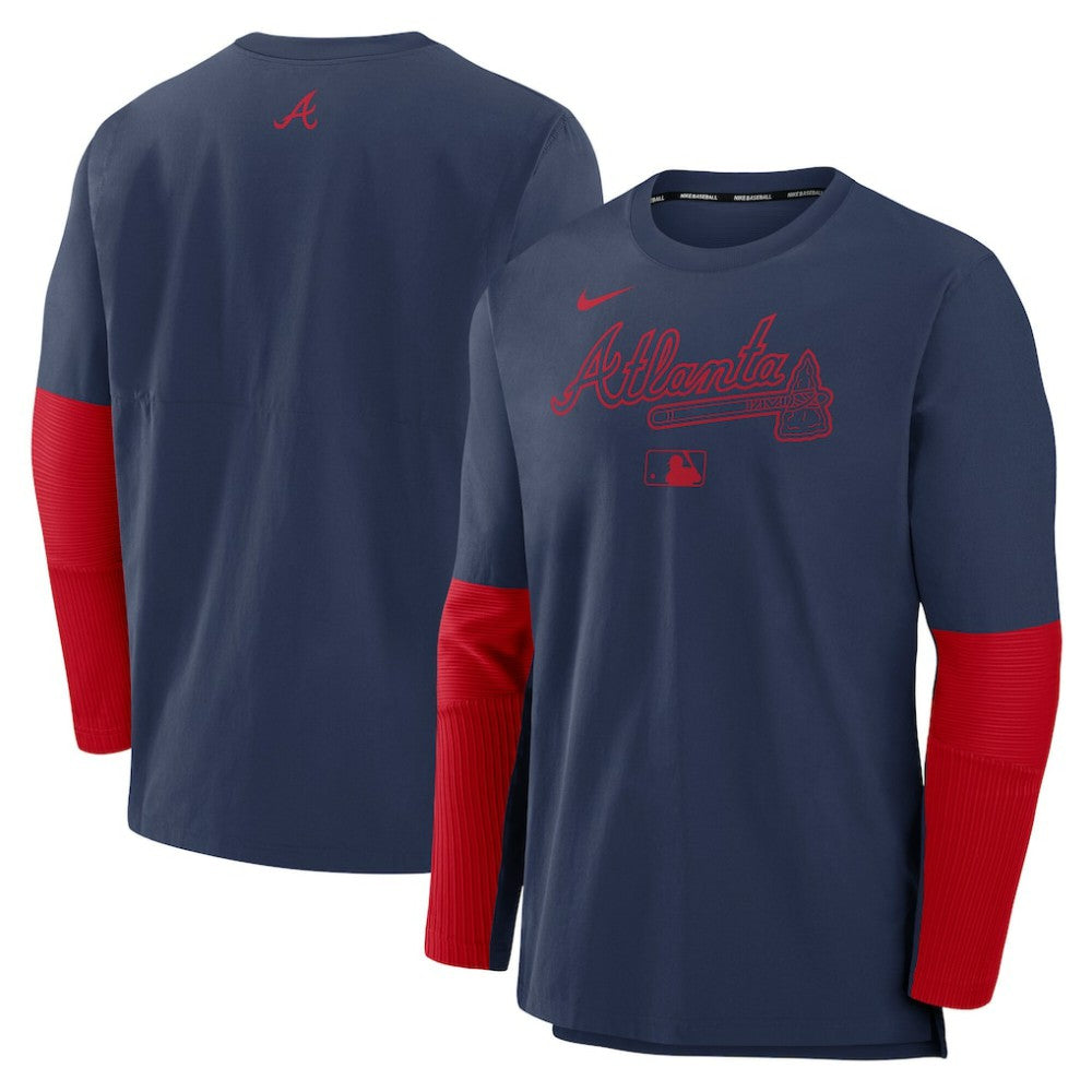 Navy/Red Atlanta Braves Nike Authentic Collection Player Dri-FIT Lightweight Pullover