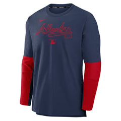 Navy/Red Atlanta Braves Nike Authentic Collection Player Dri-FIT Lightweight Pullover
