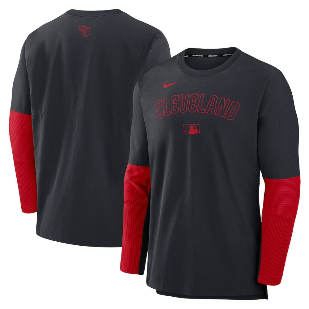 Navy/Red Cleveland Guardians Nike Authentic Collection Player Dri-FIT Lightweight Pullover