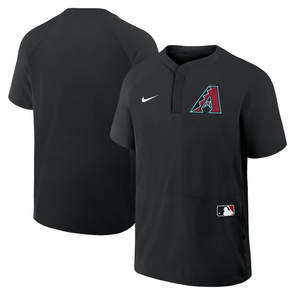 Black Arizona Diamondbacks Nike Authentic Collection Raglan Short Sleeve Windshirt