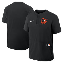 Black Baltimore Orioles Nike Authentic Collection Raglan Short Sleeve Windshirt