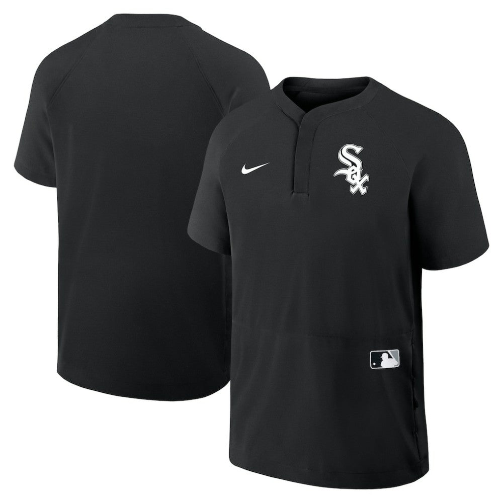 Black Chicago White Sox Nike Authentic Collection Raglan Short Sleeve Windshirt