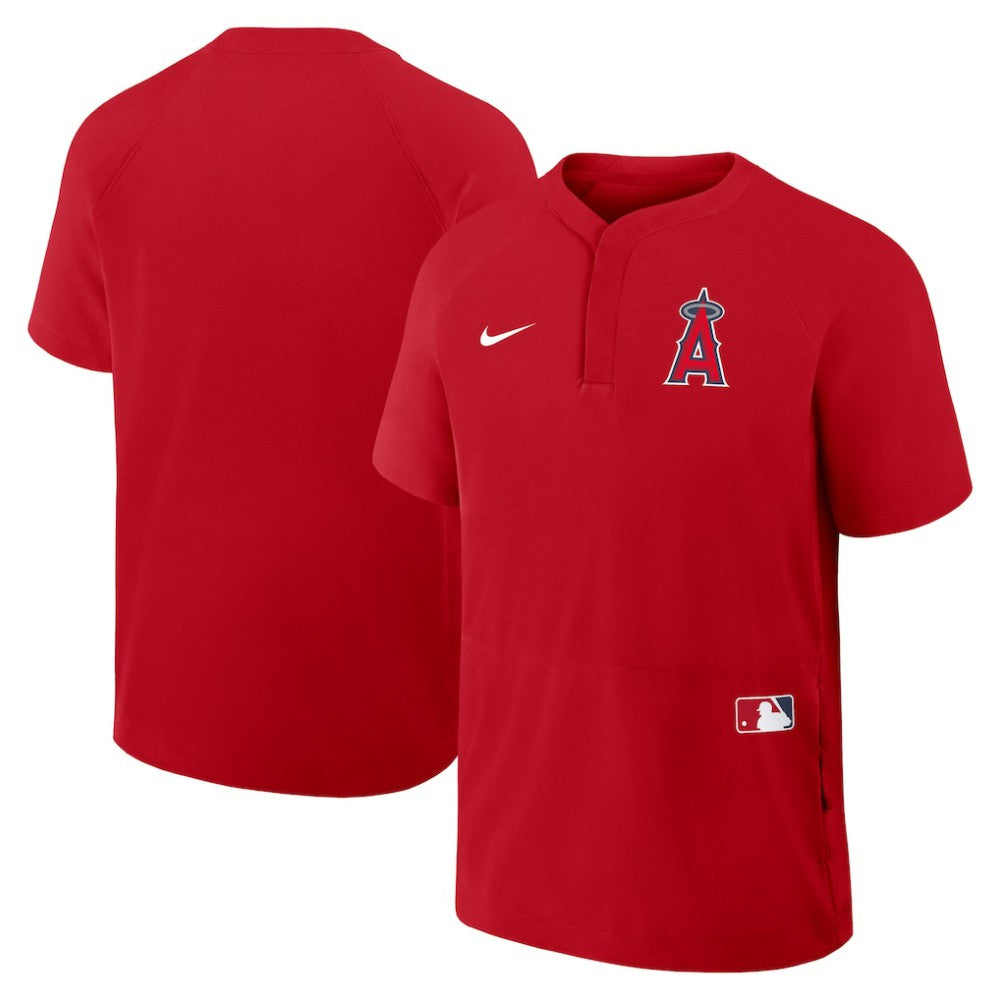 Red Los Angeles Angels Nike Authentic Collection Raglan Short Sleeve Windshirt