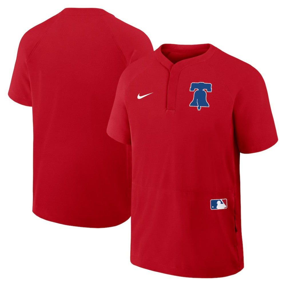 Red Philadelphia Phillies Nike Authentic Collection Raglan Short Sleeve Windshirt