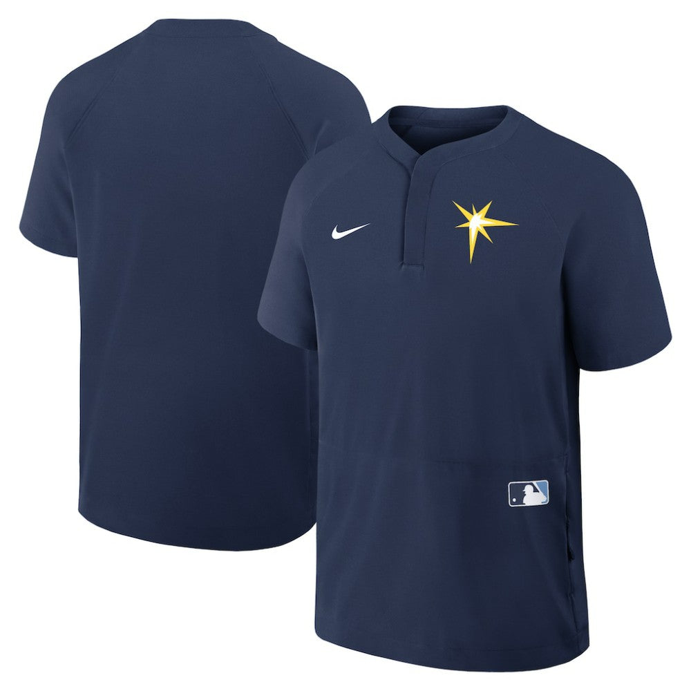 Navy Tampa Bay Rays Nike Authentic Collection Raglan Short Sleeve Windshirt