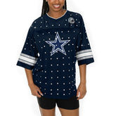 Gameday Couture Women's Kickoff Time Allover Rhinestone Sports Stripe Jersey V-Neck T-Shirt - Dallas Cowboys T-shirts