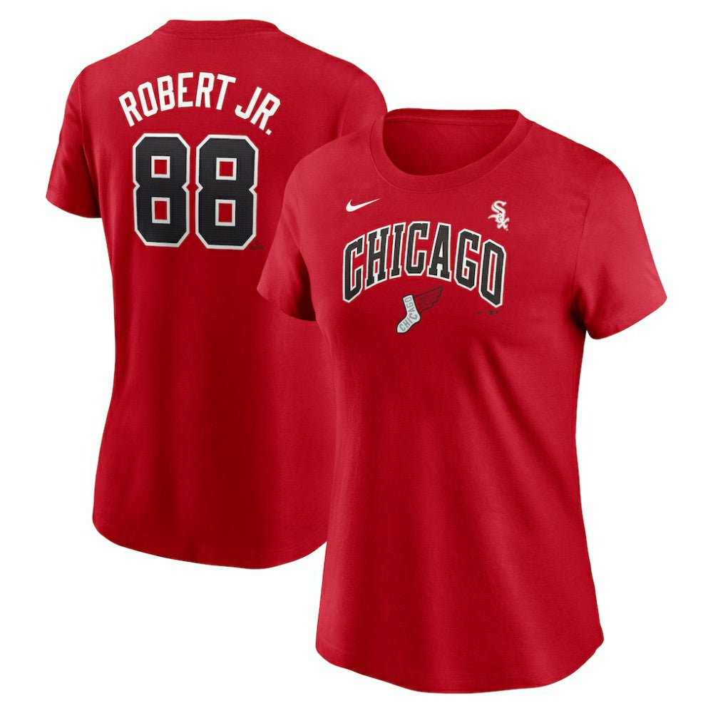Red Luis Robert Jr. Chicago White Sox Nike Women's 2025 City Connect Fuse Name & Number T-Shirt