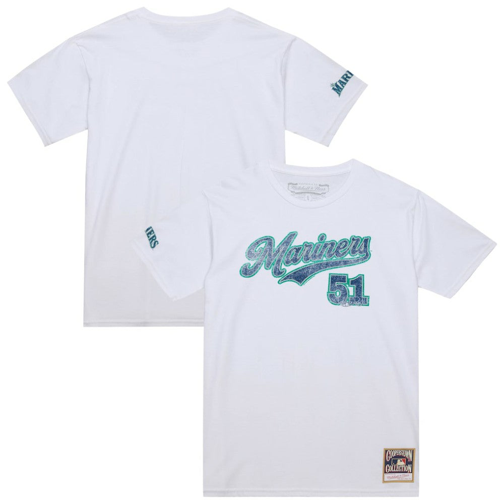 White Ichiro Suzuki Seattle Mariners Mitchell & Ness Cooperstown Collection Player T-Shirt