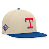 Natural/Royal Texas Rangers Fanatics Cooperstown Collection Bounder Snapback Hat