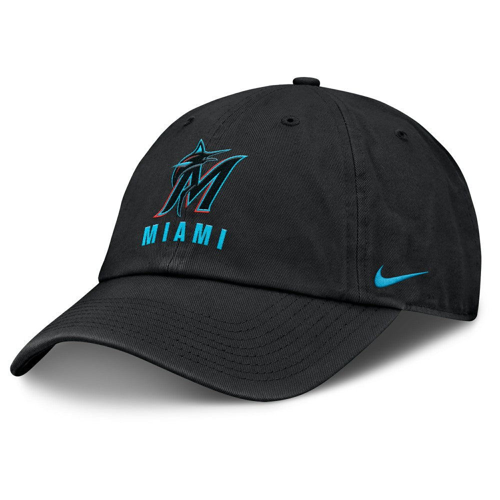 Black Miami Marlins Nike Club Adjustable Hat