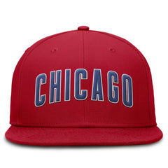 Red Chicago Cubs Nike Wordmark Dri-FIT Round Bill True Fitted Hat