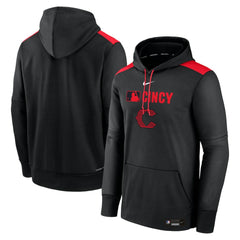 Black Cincinnati Reds Nike Authentic Collection City Connect Therma Pullover Hoodie