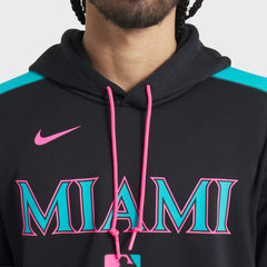 Black Miami Marlins Nike 2025 City Connect Authentic Collection Therma Pullover Hoodie