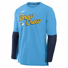 Light Blue Milwaukee Brewers Nike 2025 City Connect Authentic Collection Player Dri-FIT Lightweight Pullover