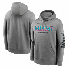 Heather Charcoal Miami Marlins Nike City Connect Club Hoodie