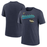 Heather Navy Philadelphia Phillies Nike City Connect Script Tri-Blend T-Shirt