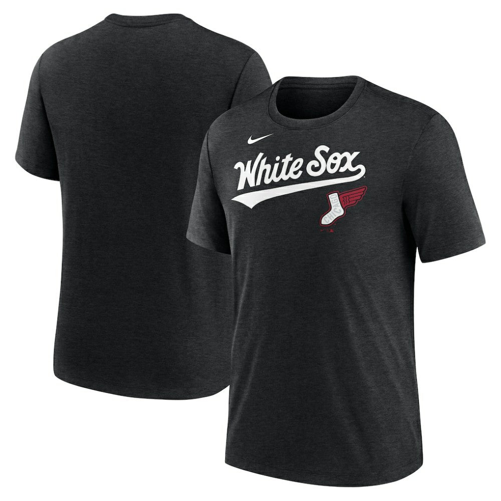Heather Black Chicago White Sox Nike City Connect Script Tri-Blend T-Shirt