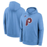 Light Blue Philadelphia Phillies Nike Cooperstown Collection Logo Club Hoodie