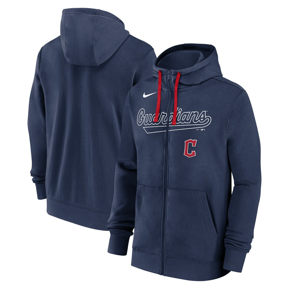 Navy Cleveland Guardians Nike Knockout Script Full-Zip Hoodie