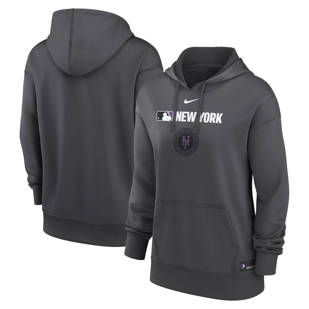 Anthracite New York Mets Nike Women's City Connect Authentic Collection Therma-FIT Hoodie