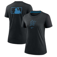 Black Miami Marlins Nike Women's Authentic Collection Early Work Tri-Blend T-Shirt