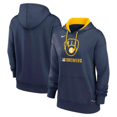 Navy Milwaukee Brewers Nike Women's Authentic Collection Therma-FIT Hoodie