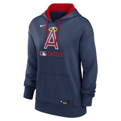 Navy Los Angeles Angels Nike Women's Authentic Collection Lockup Alternate Logo Therma Hoodie