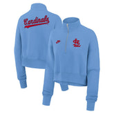 Light Blue St. Louis Cardinals Nike Women's Cooperstown Collection Phoenix Fleece Half-Zip Sweatshirt
