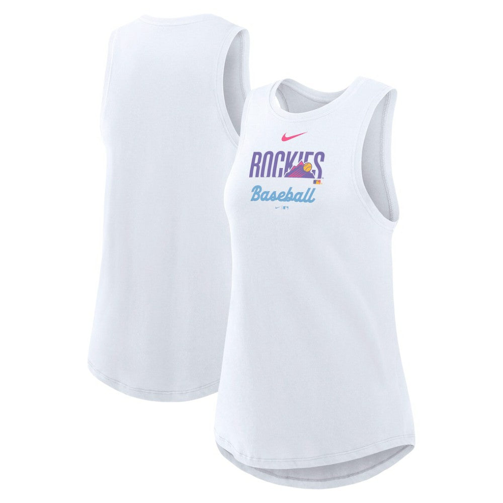 White Colorado Rockies Nike Women's City Connect Tricode High Neck Dri-FIT Tank Top