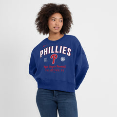Royal Philadelphia Phillies Nike Women's Oversized High Hip Pullover Sweatshirt