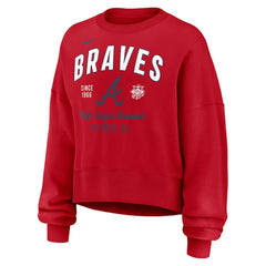 Red Atlanta Braves Nike Women's Oversized High Hip Pullover Sweatshirt