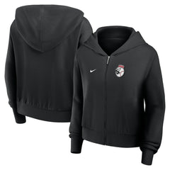 Black Cincinnati Reds Nike Women's Cropped Chill Full-Zip Hoodie