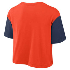 Orange/Navy Houston Astros Nike Women's Script Dri-FIT Cropped T-Shirt