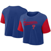Royal/Red Philadelphia Phillies Nike Women's Script Dri-FIT Cropped T-Shirt