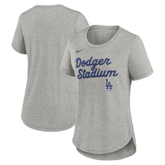 Heather Gray Los Angeles Dodgers Nike Women's Script Tri-Blend T-Shirt